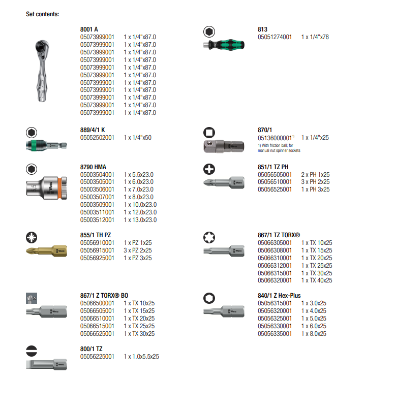 Socket & Bit Set, Tool-Check PLUS, 1/4" Drive, 39 Pieces