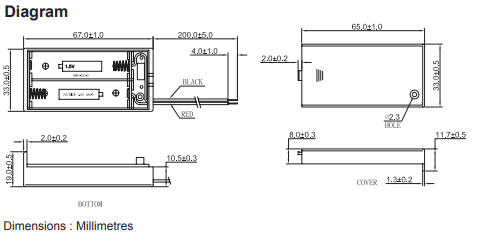 2 x AA Battery Box, Enclosure