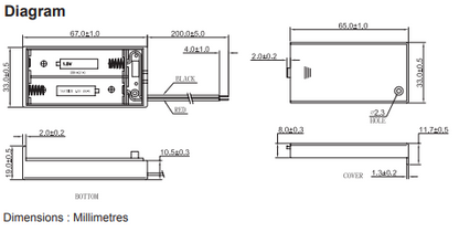2 x AA Battery Box, Enclosure