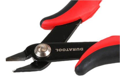 Pair of black and red pliers with 'DURATOOL' branding on a white background
