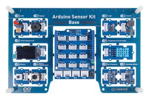 Arduino Sensor Kit Base with various sensors on a blue background